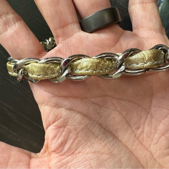 Pre-loved Authentic Chanel CC Double Chain Shoulder Tote Bag Clear Gold Vinyl - Picture 3 of 5